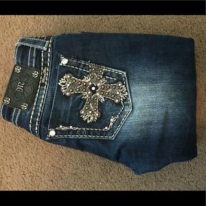 Dark Wash Authentic Miss Me Studded Jeans(Size 28)